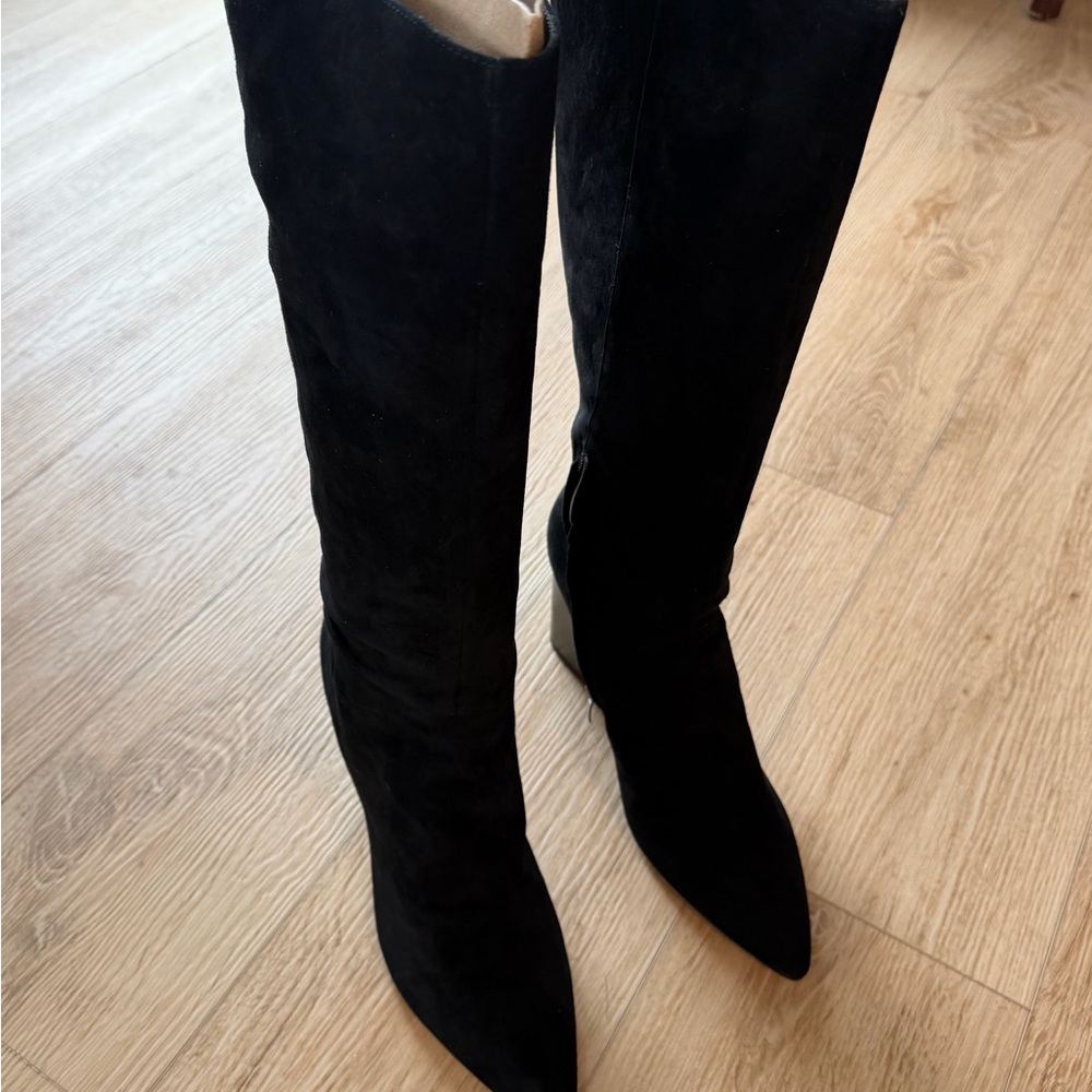 Nine West Black Suede Heeled Boots